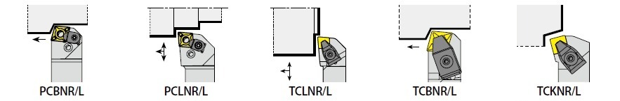 Spoljašnji nosači za CN.. rezne pločice: PCBNR/L, PCLNR/L, TCLNR/L, TCBNR/L, TCKNR/L